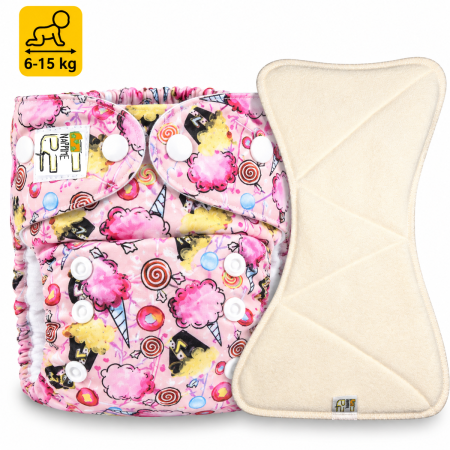 Pieluszka Wielorazowa AIO Kieszonka bambus z wkładem klepsydrowym OS 6–15 kg - Candy | NappiMe®
