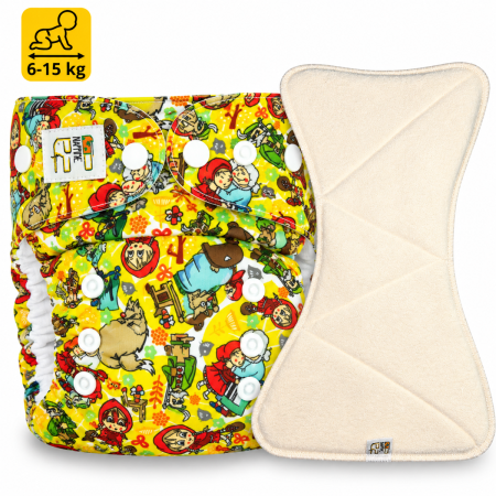 Pieluszka Wielorazowa AIO Kieszonka coolmax z wkładem klepsydrowym OS 6–15 kg - Czerwony Kapturek | NappiMe®