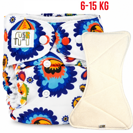 Pieluszka Wielorazowa AIO Kieszonka mikropolar z wkładem klepsydrowym OS 6–15 kg - Folk | NappiMe®