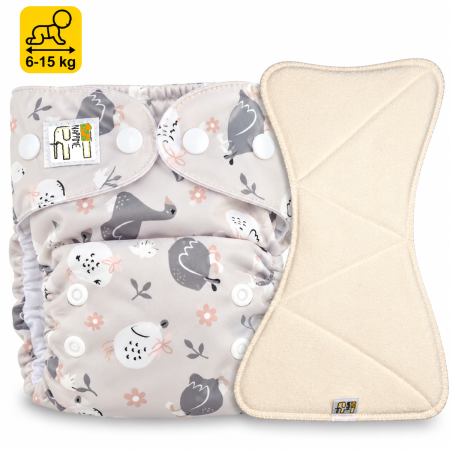 Pieluszka Wielorazowa AIO Kieszonka mikropolar z wkładem klepsydrowym OS 6–15 kg - Gąski | NappiMe®