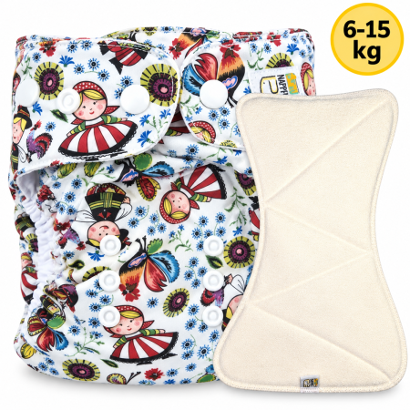Pieluszka Wielorazowa AIO Kieszonka coolmax z wkładem klepsydrowym OS 6–15 kg - Łowicki | NappiMe®