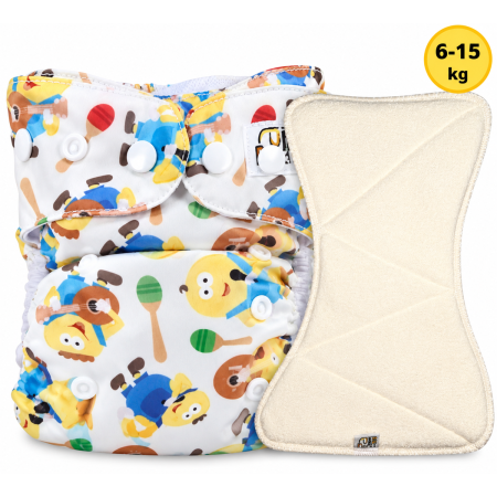 Pieluszka Wielorazowa AIO Kieszonka bambus z wkładem klepsydrowym OS 6–15 kg - Nappinionki | NappiMe®