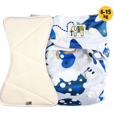 Pieluszka Wielorazowa AIO Kieszonka bambus z wkładem klepsydrowym OS 6–15 kg - Samoloty | NappiMe®