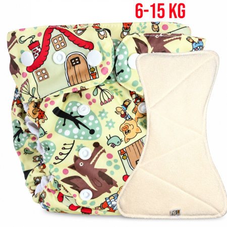 Pieluszka Wielorazowa AIO Kieszonka bambus z wkładem klepsydrowym OS 6–15 kg - Trzy Świnki | NappiMe®