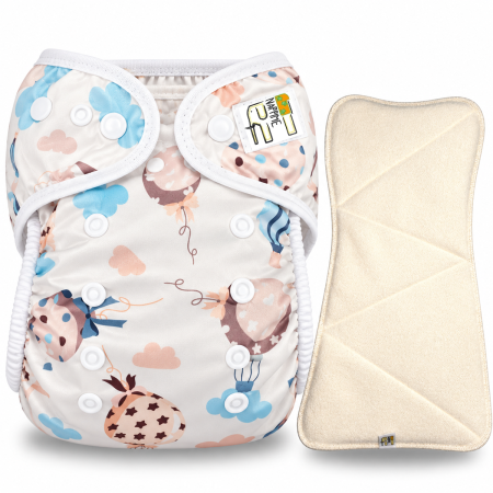 Pieluszka Wielorazowa AIO PUL ze skrzydełkami OS 6–15 kg - Balony Miętowe | NappiMe®