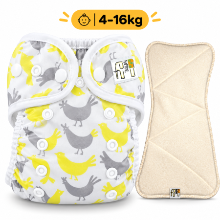 Pieluszka Wielorazowa AIO PUL z wkladem klepsydrowym OS 6–15 kg - Kurki | NappiMe®