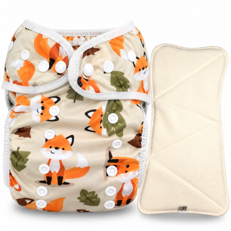 Pieluszka Wielorazowa AIO PUL ze skrzydełkami OS 6–15 kg - Liski | NappiMe®