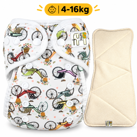 Pieluszka Wielorazowa AIO PUL z wkladem klepsydrowym OS 6–15 kg - Rowery | NappiMe®