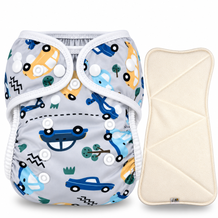 Pieluszka Wielorazowa AIO Kieszonka Coolmax ze Skrzydełkami OS 6–15 kg - Samochody | NappiMe®