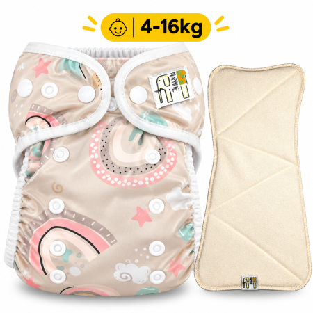 Pieluszka Wielorazowa AIO PUL ze skrzydełkami OS 6–15 kg - Tęcza | NappiMe®