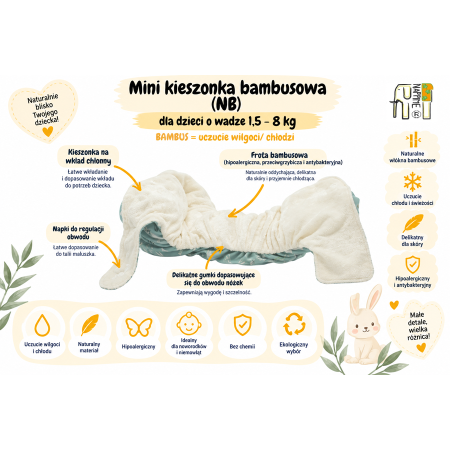 Pieluszka wielorazowa Kieszonka Bambus NB 1,5-8 kg – Samoloty | NappiMe®