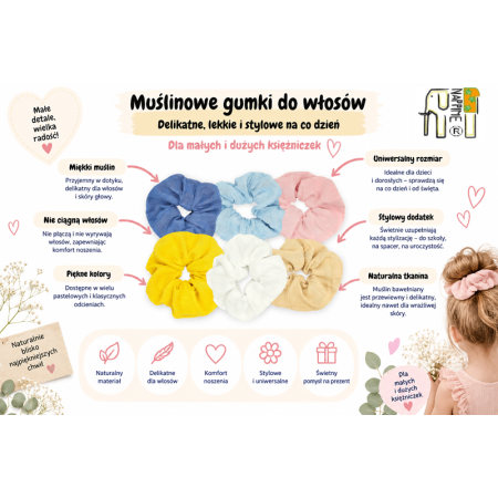 Gumka do włosów Muślinowa Maxi – Niebieska | NappiMe®