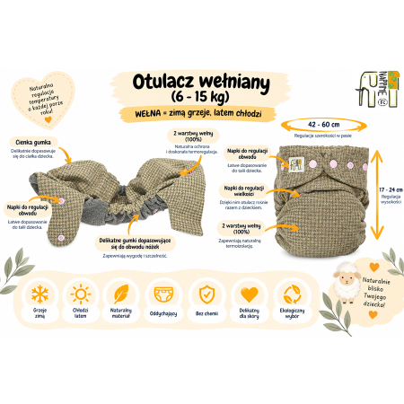 Pieluszka wielorazowa Otulacz Wełniany OS 6–15 kg – Bojownik Wspaniały | NappiMe®