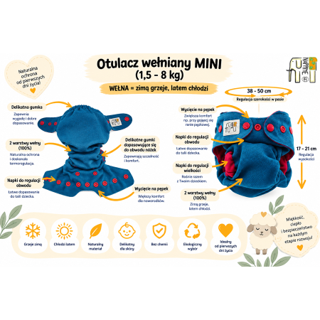 Pieluszka wielorazowa Otulacz Wełniany NB 1,5-8 kg – Antylopa | NappiMe®