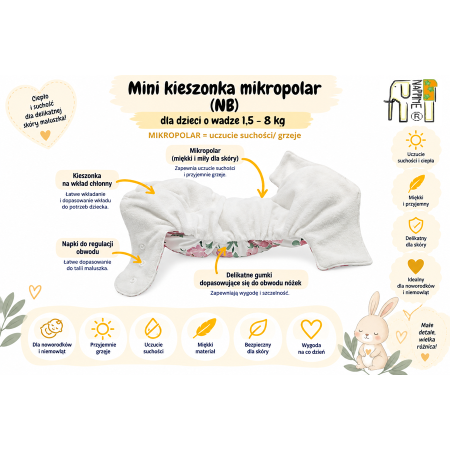 Pieluszka wielorazowa Kieszonka Mikropolar NB 1,5-8 kg – Kameleony | NappiMe®