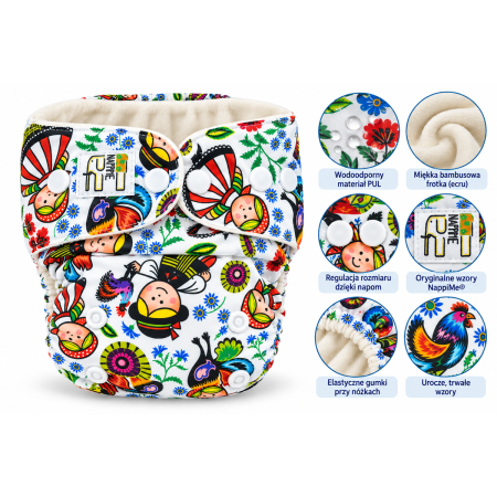 Pieluszka wielorazowa Kieszonka Bambus OS 6–15 kg – Łowicki | NappiMe®