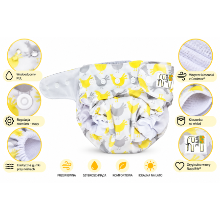 Pieluszka wielorazowa Kieszonka Coolmax OS 6–15 kg – Kurki | NappiMe®
