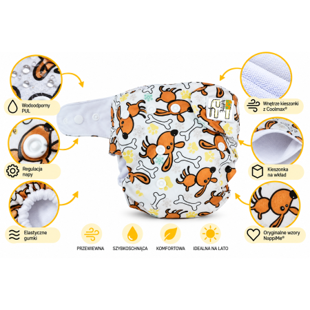 Pieluszka wielorazowa Kieszonka Coolmax OS 6–15 kg – Nappimiś | NappiMe®