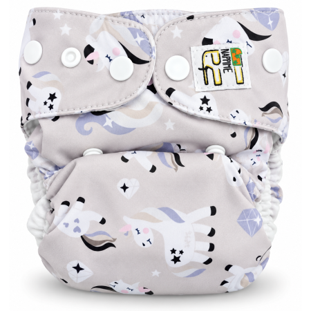 Pieluszka Wielorazowa AIO Kieszonka coolmax z wkładem klepsydrowym OS 6–15 kg - Jednorożce | NappiMe®