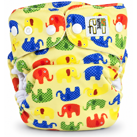 Pieluszka wielorazowa Kieszonka Mikropolar NB 1,5-8 kg – Kolorowe Słonie | NappiMe®