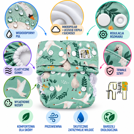 Pieluszka wielorazowa Kieszonka Mikropolar OS 6–15 kg – Brzydkie Kaczątko | NappiMe®