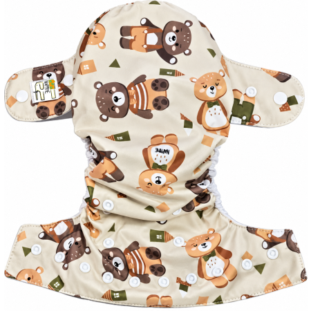 Pieluszka wielorazowa Kieszonka Mikropolar OS 6–15 kg – Misie Zielone | NappiMe®