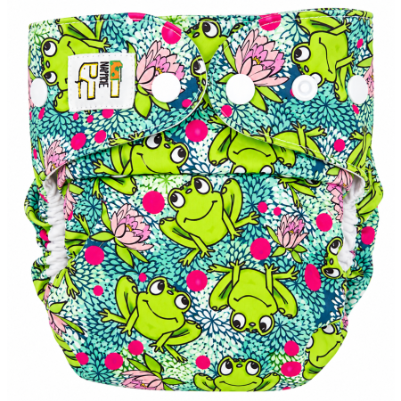 Pieluszka wielorazowa Kieszonka Bambus NB 1,5-8 kg – Żaby | NappiMe®