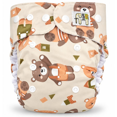 Pieluszka wielorazowa Kieszonka Mikropolar OS 6–15 kg – Misie Zielone | NappiMe®