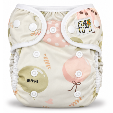 Pieluszka wielorazowa otulacz PUL ze skrzydełkami OS 6–15 kg – Balony Zielone | NappiMe®