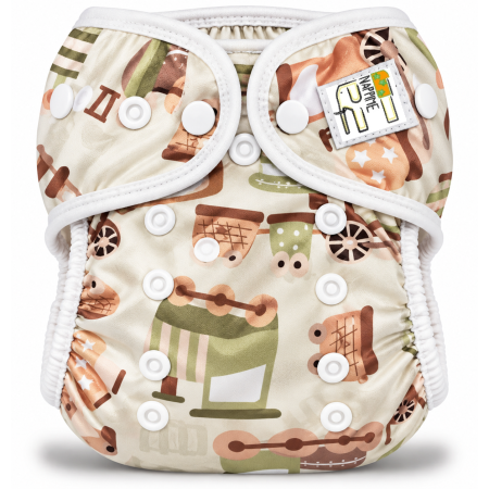 Pieluszka wielorazowa otulacz PUL OS 6–15 kg – Pociągi Zielone | NappiMe®