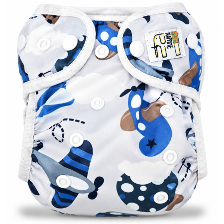 Pieluszka wielorazowa Kieszonka Coolmax ze skrzydełkami OS 6–15 kg – Samoloty | NappiMe®