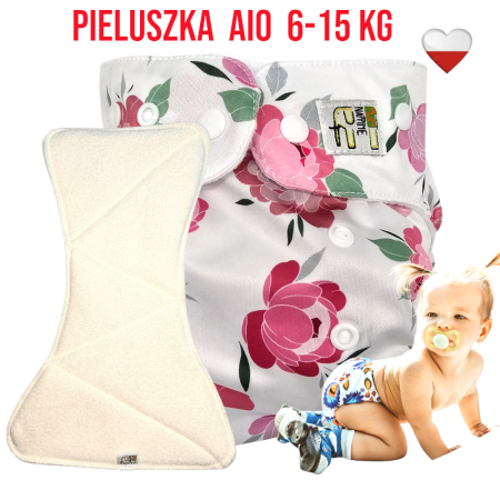 Pieluszka Wielorazowa AIO Kieszonka Mikropolar PIWONIE  NappiMe