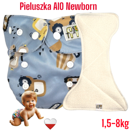 Pieluszka Wielorazowa AIO NEWBORN Kieszonka Mikropolar KOPARKI