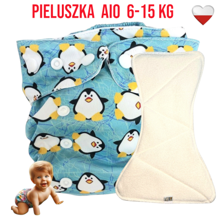 Pieluszka Wielorazowa AIO Kieszonka Mikropolar PINGWINY   NappiMe