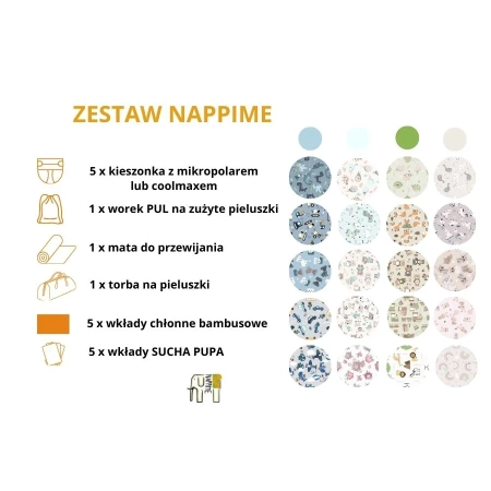 Zestaw Pieluch Wielorazowych MISIE MIĘTOWE