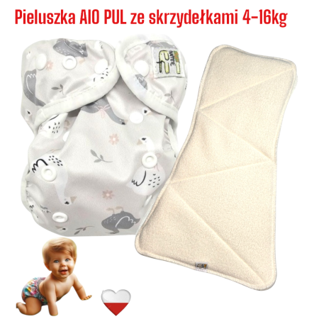 Pieluszka Wielorazowa AIO PUL ze Skrzydełkami GĄSKI  NappiMe