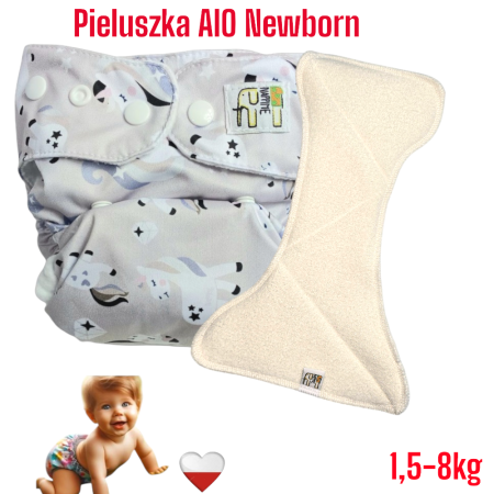Pieluszka Wielorazowa AIO NEWBORN Kieszonka Mikropolar JEDNOROŻCE
