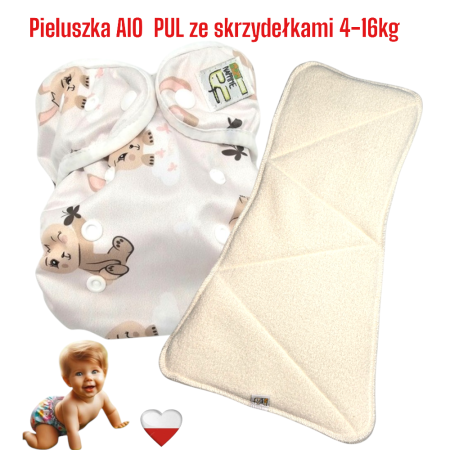 Pieluszka Wielorazowa AIO PUL ze Skrzydełkami KRÓLICZKI  NappiMe