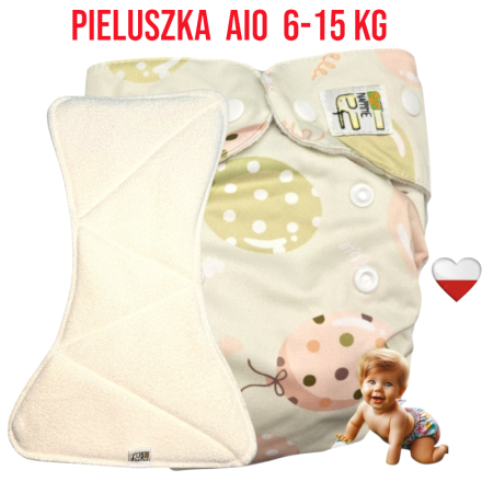 Pieluszka Wielorazowa AIO Kieszonka bambus BALONY ZIELONE  NappiMe