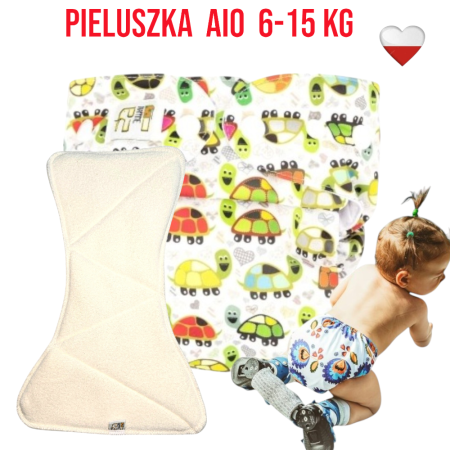 Pieluszka Wielorazowa AIO Kieszonka Coolmax ŻÓŁWIE NappiMe