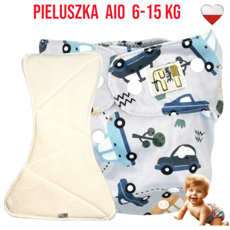 Pieluszka Wielorazowa AIO Kieszonka bambus SAMOCHODY  NappiMe