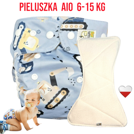 Pieluszka Wielorazowa AIO Kieszonka Coolmax KOPARKI  NappiMe