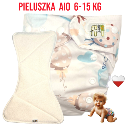 Pieluszka Wielorazowa AIO Kieszonka bambus BALONY MIĘTOWE  NappiMe